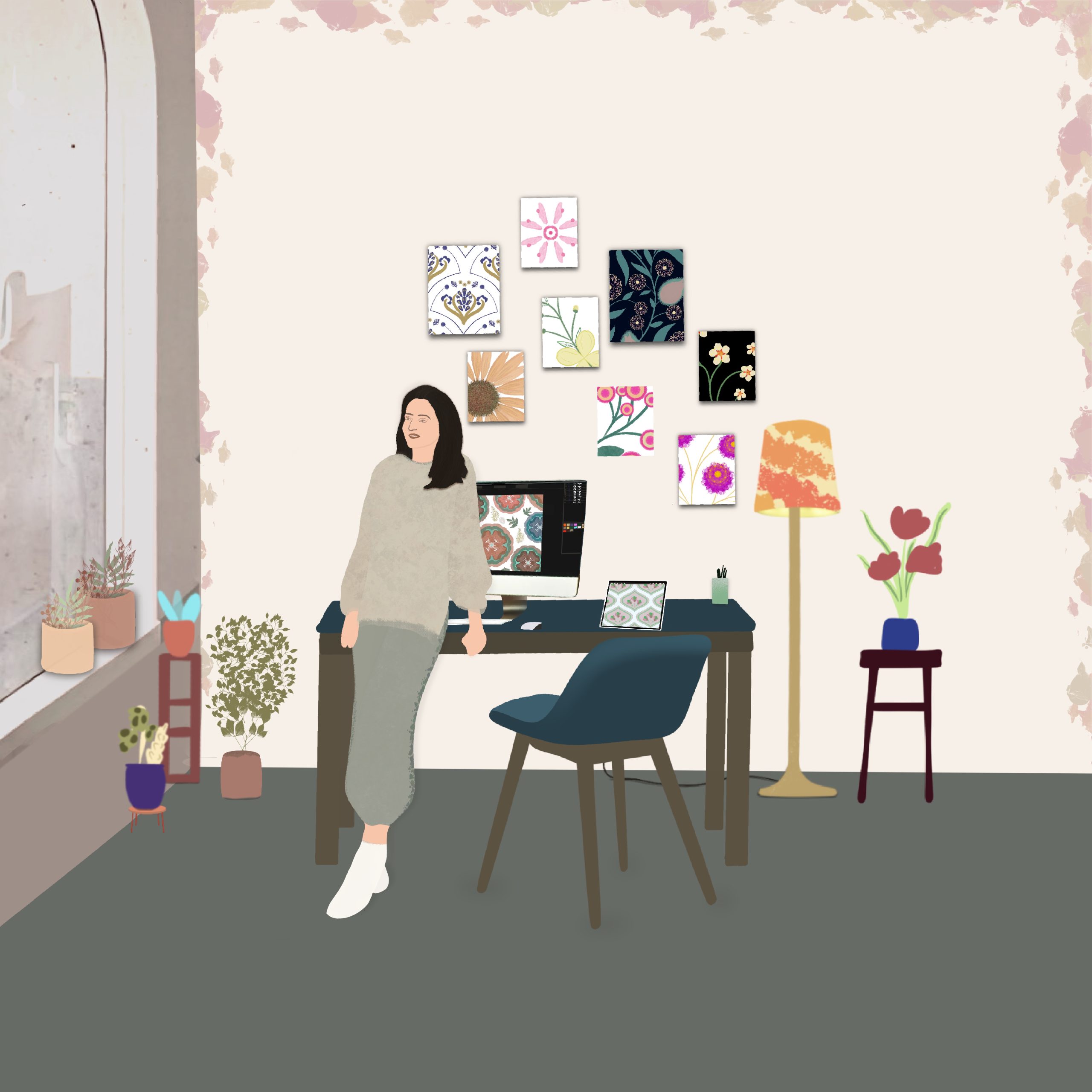 Work from home observational illustration
